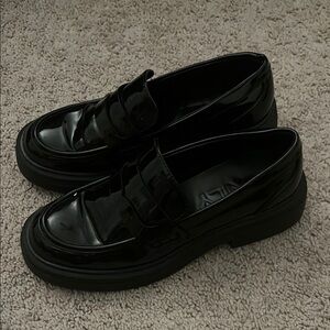 Only Black Loafers with Polished Finish